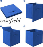 Casafield Set of 6 Collapsible Fabric Cube Storage Bins, Royal Blue - 13" Foldable Cloth Baskets for Shelves, Cubby Organizer