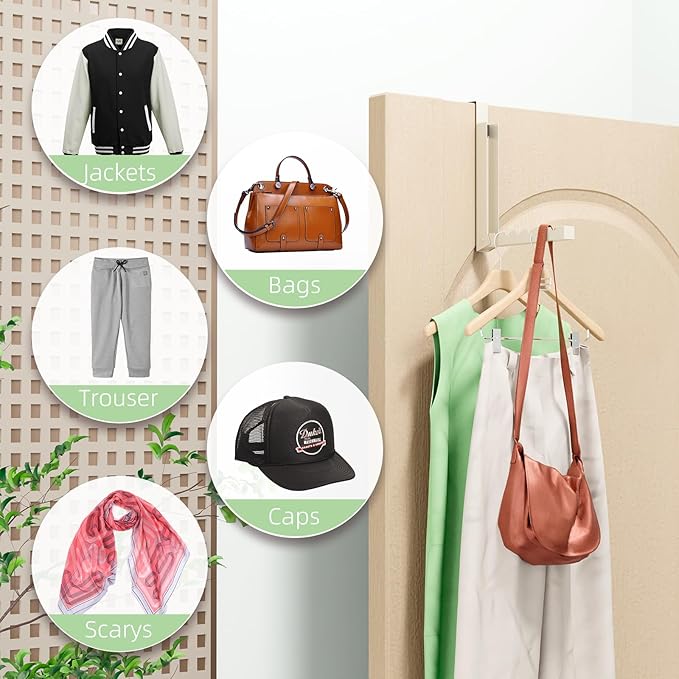 BAKON Over The Door Hanger Folding Clothes Drying Rack, Folding Hanging Coat Rack for Indoor Laundry Room Compact Small Space
