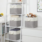 Temary Fabric Storage Baskets for Organizing, Grey Basket for Shelves, Collapsible Baskets with Handles for Shelves, Home, Cl
