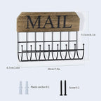 SRIWATANA Rustic Mail Holder Organizer, Key Holder Wall Mount Mail Sorter for Hallway Foyer and Home Decoration - Carbonized 
