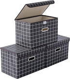 STOREONE Fabric Storage Cube Bins Foldable Organizer Container Collapsible Basket with Lids and Metal Handles, for Home, Bedr