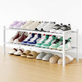 Smiry Shoe Rack, 2 Tier Long Bamboo Shoe Organizer, Stackable Free Standing Wooden Shoe Storage Shelf for Closet, Entryway, F