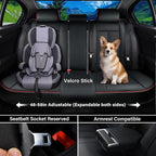Coverado Car Seat Covers Full Set, Seat Covers for Cars, Black Car Seat Protector Waterproof, Nappa Leather Car Seat Cushion,
