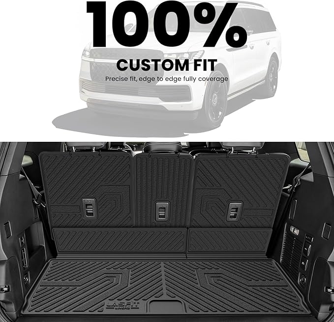 LASFIT Floor Mats&Cargo Backrest Mat for 7&8 Seats Ford Expedition Standard & Lincoln Navigator Standard 2025 2026,Costom Fit All Weather Protection TPE Easy Clean Floor Liners,4pcs.