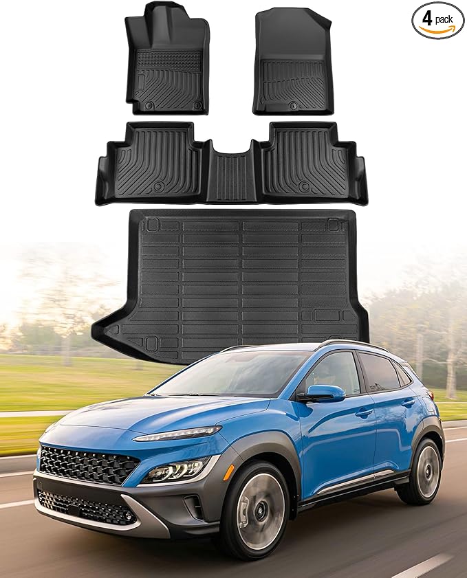 CreekT® for Hyundai Kona Floor Mats 2018-2023 (No for EV),All Weather Heavy Duty Waterproof Floor mats & Cargo Liner for Hyundai Kona Accessories 2023 2022 2021 2020 2019 2018 SE SEL Limited Preferred