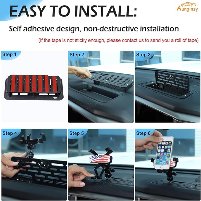 Aunginsy Center Console Dash Storage Organizer Tray with Mobile Phone Mount Compatible with Toyota Tundra/Sequoia 2022-2026, Car Dashboard Multi-Functional Phone Holder Storage Box Insert Accessories