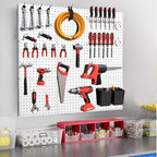 FZK Peg Board, 74PCS Metal Pegboard Wall Organizer Kit. Heavy Duty Pegboard, White Pegboard for Garage Craft Room Workbench O