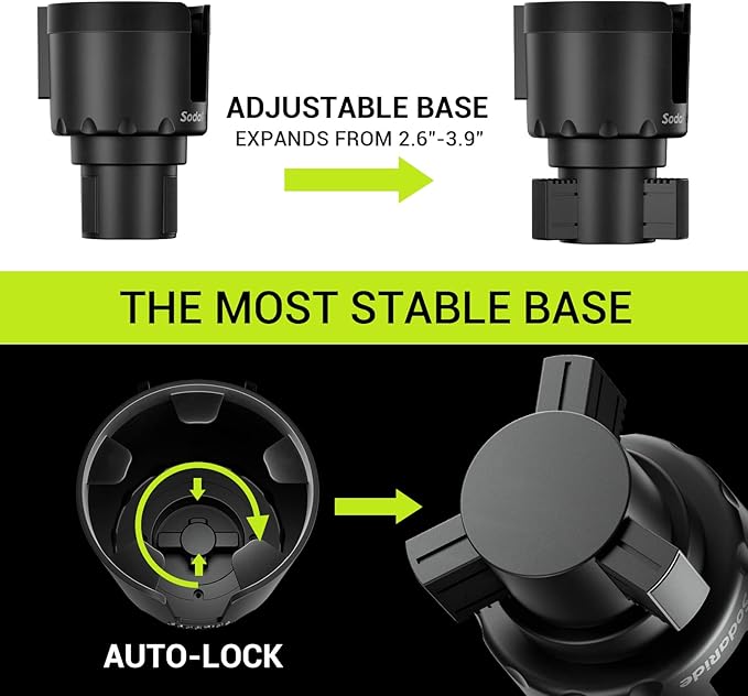 SodaRide Car Cup Holder Expander Tray with Storage Box 4 in 1 Detachable Food Table Tray Car Console Storage Organizer Road T