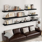 Solid Wood Floating Wall Shelves, Wall Mounted Display Bookshelf for Bedroom, Bathroom, Kitchen, Living Room, Decor Wall,Set 