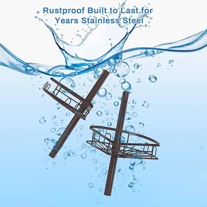 Rustproof Shower Corner Caddy Shelf for Bathroom Tension Pole Organizer with 4 Baskets for Bathtub Shampoo Storage from 23.6 
