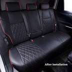 HKZ Fit RAV4 Car Seat Cover Set for 2013 2014 2015 2016 2017 2018 Toyota RAV4 LE Gasoline Version Only-Leather(Black+Red)