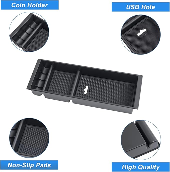 PIMCAR Center Console Organizer for Ford F150 2021 2022 2023, F150 Lightning 2022 2023 Armrest Storage Box Accessories ABS Plastic (Work Great with The Factory Tray)-One Tray