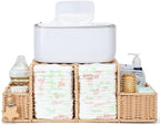 Diaper Caddy Organizer, Hand Rattan Nursery Storage Basket for Baby Essentials, Baby Changing Table Organizer Perfect Nursery