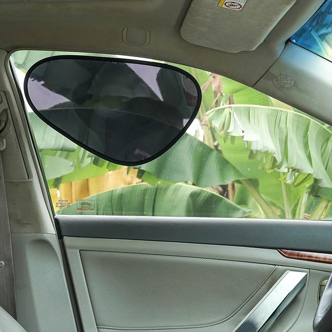 TFY Car Side Window Sun Shade - Static Cling Dark Transparent Film for Low-Angle Sunlight, UV Protection, Heat Reduction, Easy Install & Removable Sun Visor for Driver and Passenger, 2 Pieces