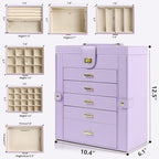 AKOZLIN Large Jewelry Box Organizer Functional with Big Mirror, Leather Jewelry Storage Case for Women Girls Ring Necklace Ea