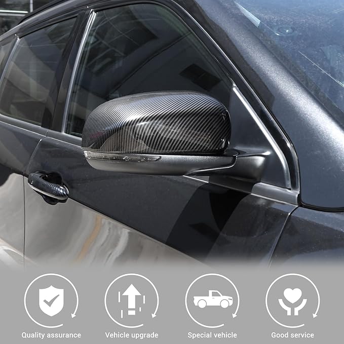 Jimen Compatible with Jeep Cherokee 2014-2023 / Jeep Compass 2017-2023, Side Door Rearview Mirror Cover Trim (Carbon Fiber)