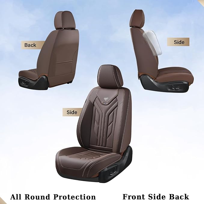 Coverado Car Seat Covers Full Set, Car Seat Protectors Leather Seat Covers for Cars, Automotive Seat Covers Car Accessories U