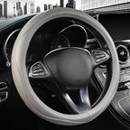 High-Grade Gray Genuine Leather Steering Wheel Cover for Men Women，Real Cowhide Leather Steering Wheel Cover for Cars,Universal 14.5-15 inch Steering Wheels
