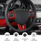 Linskip Steering Wheel Trim Compatible with Dodge Challenger/Charger/Durango/Dart 2009-2014 & Journey 2013-2022, Steering Wheel Cover for Challenger Interior Accessories 3Pcs(Red)