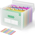 ABC life 12 Pockets Accordion File Organizer Expanding File Folders, Portable Monthly Bill Receipt Document Organiser, Expand
