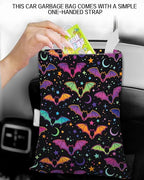 Car Trash Can, Durable Hanging Car Trash Garbage Bag, Cute Automotive Garbage Cans Organizer, Cute Neon Bats