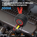 Jump Starter with Air Compressor, 5000A 150PSI Car Battery Jump Starter (All Gas/9.0L Diesel), 12V Jump Box Car Battery