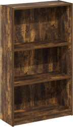 Furinno JAYA Book Shelf, 3-Tier Bookshelf, Bookcase with Adjustable Shelves, 9.5 x 24.5 x 40.3, for Organization and Storage,