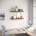 Ballucci Floating Shelves, 24" Wood Wall Shelf Set of 2, with Invisible Brackets for Bathroom, Living Room, Bedroom, Kitchen,