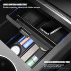 10PCS Center Console Organizer Tray for 2024 2025 2026 Tesla Model 3 Accessories, Armrest Hidden Storage Box Cup Holder Charger Pad for Model 3 Highland