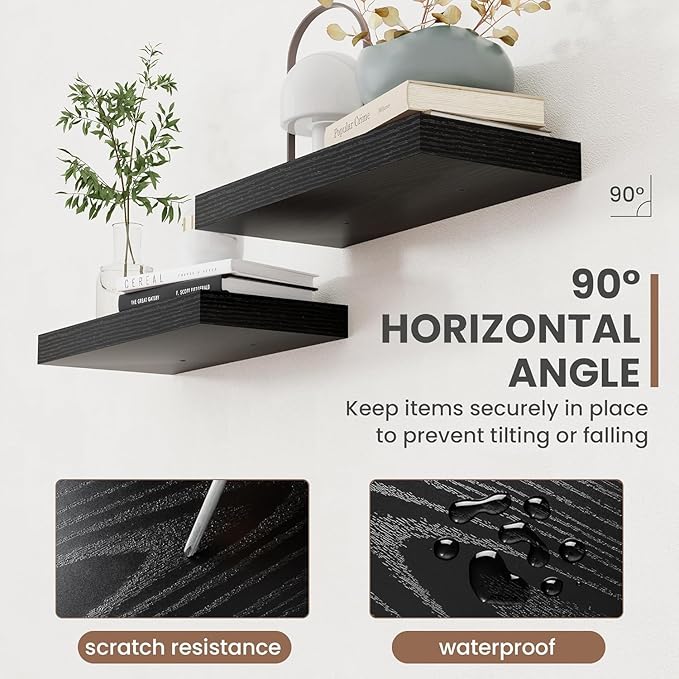 72 Inch Floating Shelves, 8 Inch Deep Floating Shelves for Wall, Hanging Shelf with Invisible Brackets, Deep Shelves for Bath