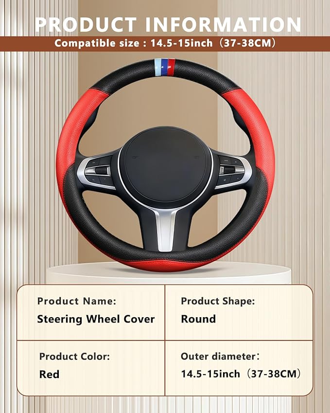 Customized Auto Car Steering Wheel Cover for BMW X1,X2,X3,X4,X5,X6,X7,i3,i4,i5,i8 535i 740Li 335i M3 M4 M5 Z1 Z3 Z4 Z5 Mini (