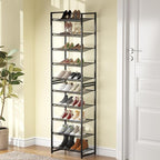 10 Tier Shoe Rack, Tall Metal Shoe Storage with Adjustable Shelves, Holds 20-25 Pairs, Stackable Shoe Stand for Garage Hallwa