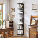 7-Tier Vertical Wall Shelf Unit with USB Rechargeable Led Light (Remote Controlled),Versatile Floating Display Shelves,Lack S