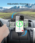 APPS2Car Sturdy CD Slot Phone Mount Upgraded Wireless Charger with One Hand Operation Design, Hands-Free Car Phone Holder Compatible with iPhone 17 Pro Max Plus 16 15 14 13 12 11, Samsung S25 S24