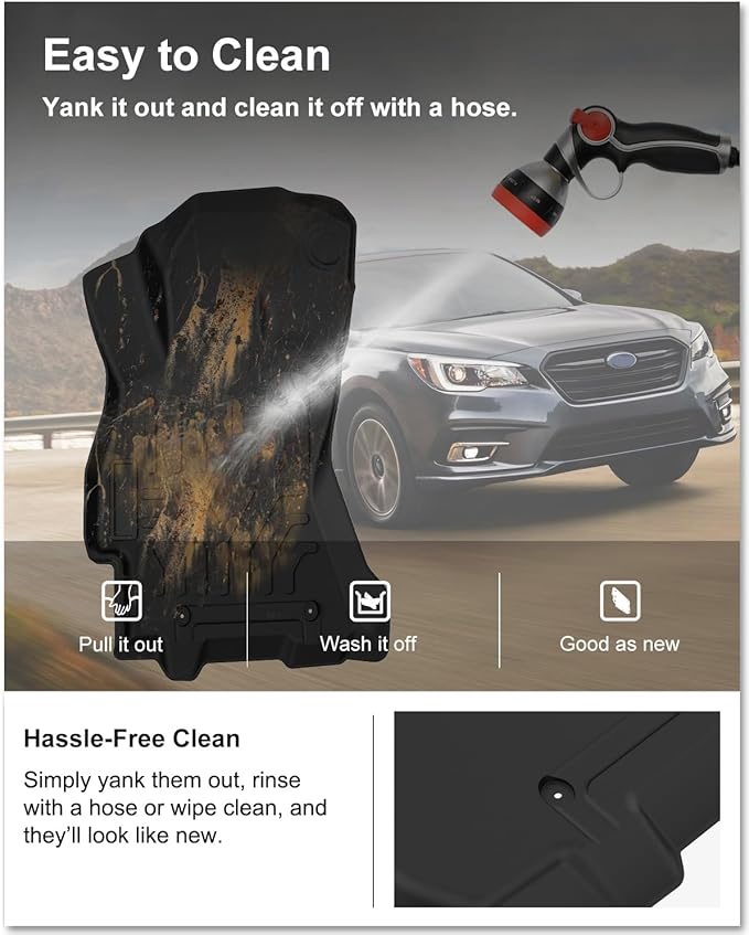 KIWI MASTER Floor Mats for 2015-2019 Subaru Outback/Legacy, Custom Fit All Weather Car Mats, Heavy Duty TPE Floor Liners, Front & Rear 2 Row, Black