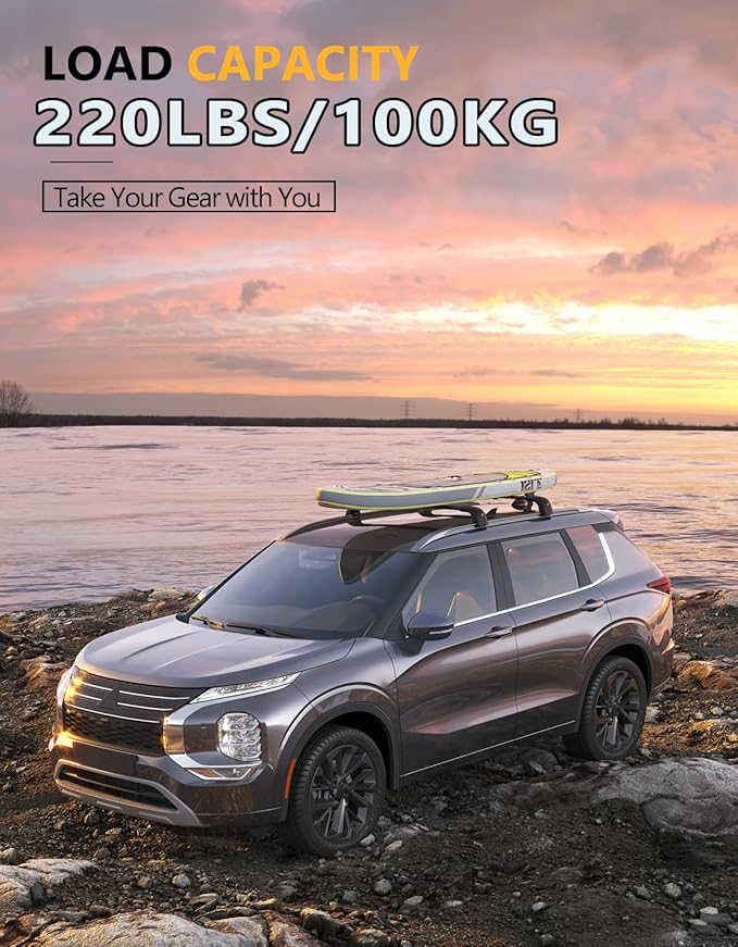 Tuyoung Lockable 220lb Roof Rack Cross Bars Compatible with Mitsubishi Outlander 2022-2026 & Outlander PHEV 2023-2026 (Not for Outlander Sport), Lockable Aluminum Black Crossbar Luggage Rooftop