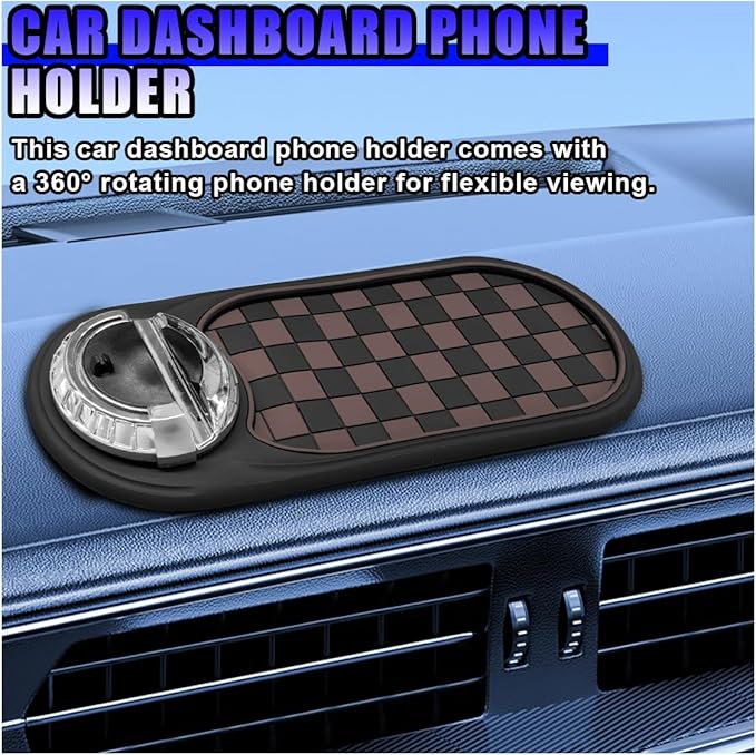 Multifunction Car Anti-Slip Mat, Rotatable Temporary Parking Number, Universal Auto Dashboard Organizer Pad Accessory for Pho