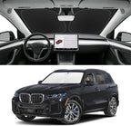 Custom Fit Windshield Sun Shade for BMW X5 2019-2026, Blocks UV & Heat, Front Window Sunshade Accessorie, Easy Fold & Store Keep Your Car Cooler