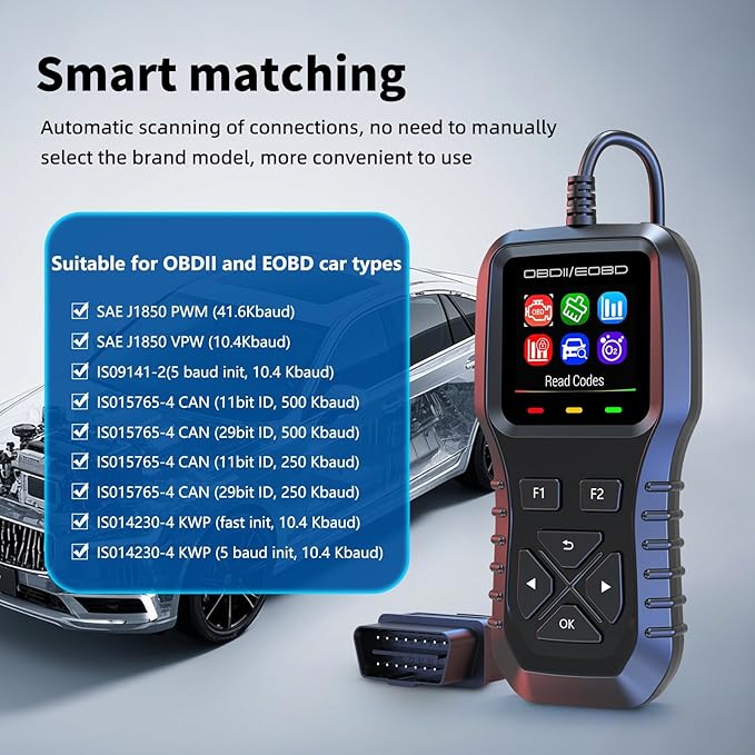 K1 obd2 Scanner,obd2 Scanner Diagnostic Tool,Car Code Reader for Check Engine Light, Real-Live Data, Freeze Frame with Colour