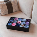 GOBAM Bamboo Closet Drawer Organizer, 15 Compartments - Drawer Divider & Storage Box for Ties, Bras, Briefs, Socks & Jewelry 