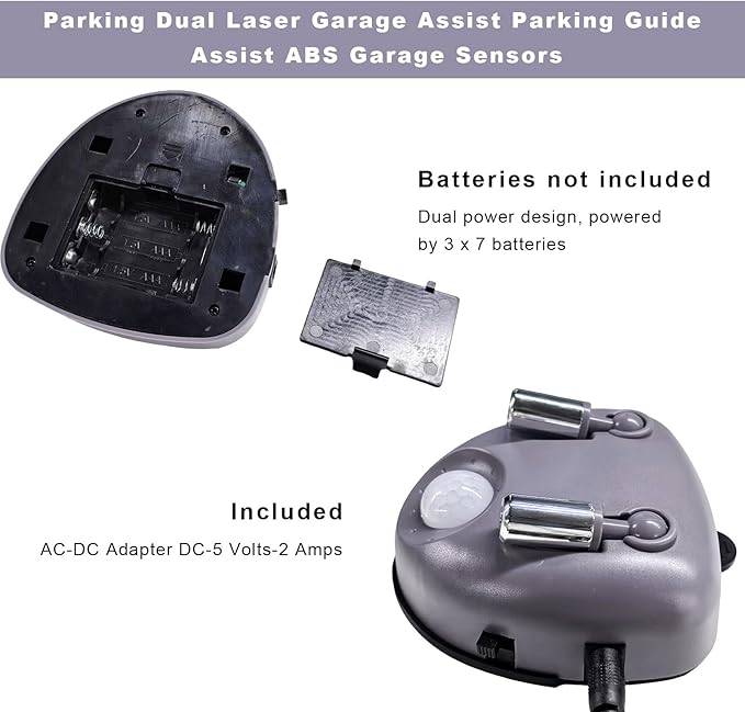 Parking Guide Assist Laser Sensor, 360 Degree Adjustable Car Stop Indicator with AC Adapter, Universal Dual Lasers Guide Motion Activated Parking Sensors for Most Cars