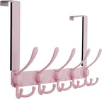 Dseap Over The Door Hook Hanger - Fits 1 3/8" to 1 3/4" Standard Doors | 5 Tri Hooks Heavy Duty Towel/Coat Rack | Door Organi