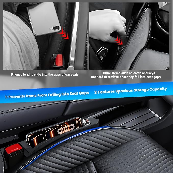 Half-Sized Seat Gap Filler Compatible with Chevy Silverado 1500 2500HD | Zero Interference Side Storage Space | Anti-Drop Organizer | Free Window Breaker | Full Console w/Bucket Seats ONLY