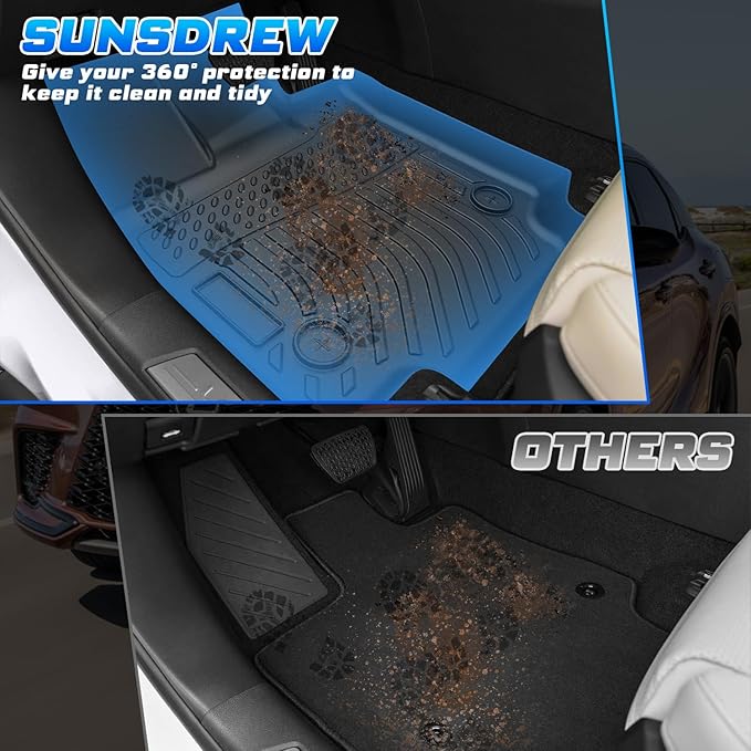 Sunsdrew All Weather Floor Mats for Mercedes Benz GLC 300 / GLC 43 AMG 2023-2025 2026 Accessories TPE Rubber Car Mats Heavy Duty Raised Edge