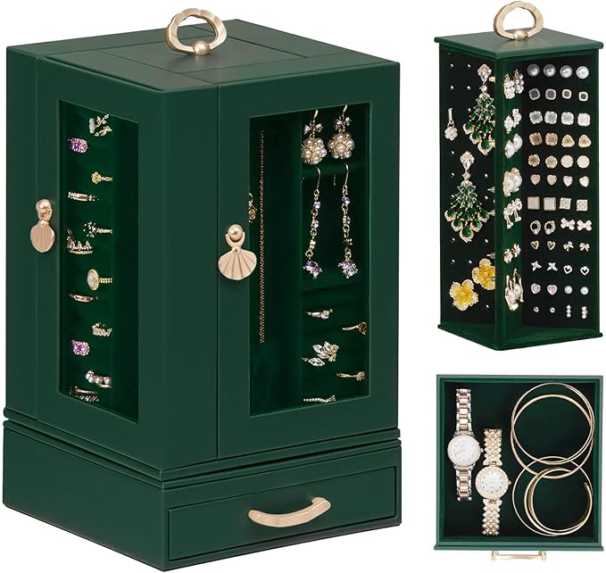 Enthralite Jewelry Box large for Dresser: Women Necklace Ring Storage Organizer with Compartments - Elegant Earring Holder Di