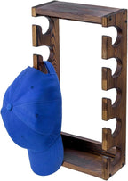 MyGift Wooden Hat Rack Wall Mounted, Baseball Cap Collection Holder Display, Wood Hat Organizer Shelf Storage with 10 Hooks f