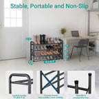 YEASHEIN 3-Tier Expandable Shoe Rack for Closet Floor, X-Frame Metal Small Shoe Rack for Entryway, Adjustable Shoe Shelf Orga
