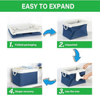 Bidtakay Large Storage Baskets for Shelves 3 Pack Fabric Storage Bins for Organizing Navy Blue Decorative Baskets Linen Colla