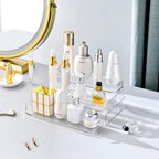 2pcs Acrylic Rack, No Assembly Clear 3 Tier Condiment Bottle Shelf Vanity Organizer for Cabinet Kitchen Bathroom