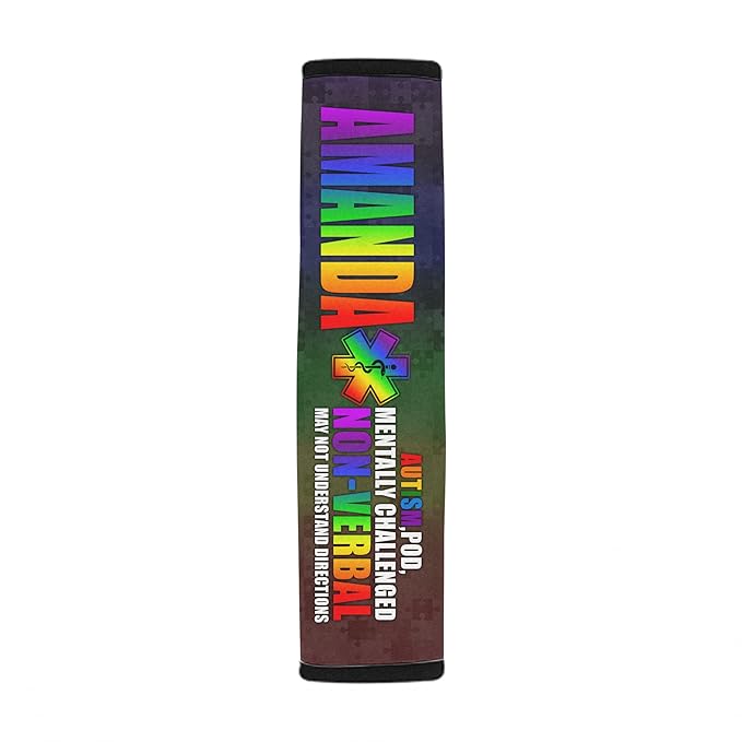 Autism POD Non Verbal Colorful Autism Awareness Seat Belt Cover for Kid Family Special Need Autistic Medical Alert Car Cushion Cover Support Autism Gift Personalized Name 40